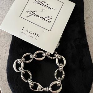 Lagos Signature Caviar oval fluted link bracelet